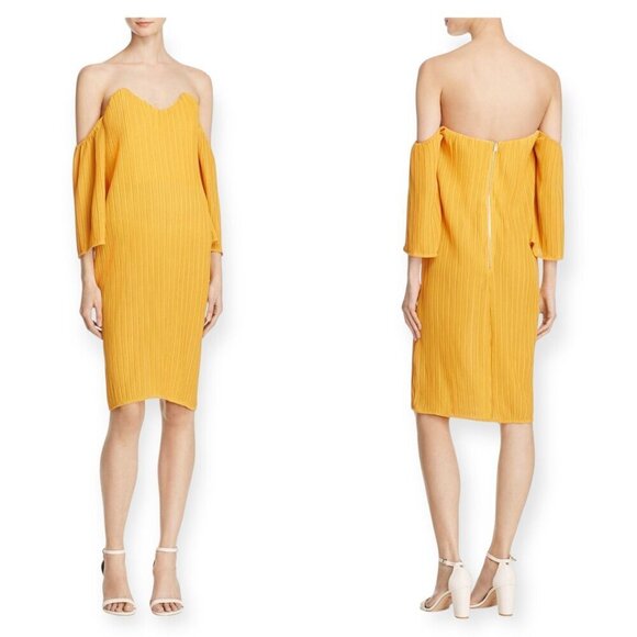 Elliatt Marigold Pleat Off-the-shoulder Dress, Size XS, New with‎ tag - Picture 2 of 10